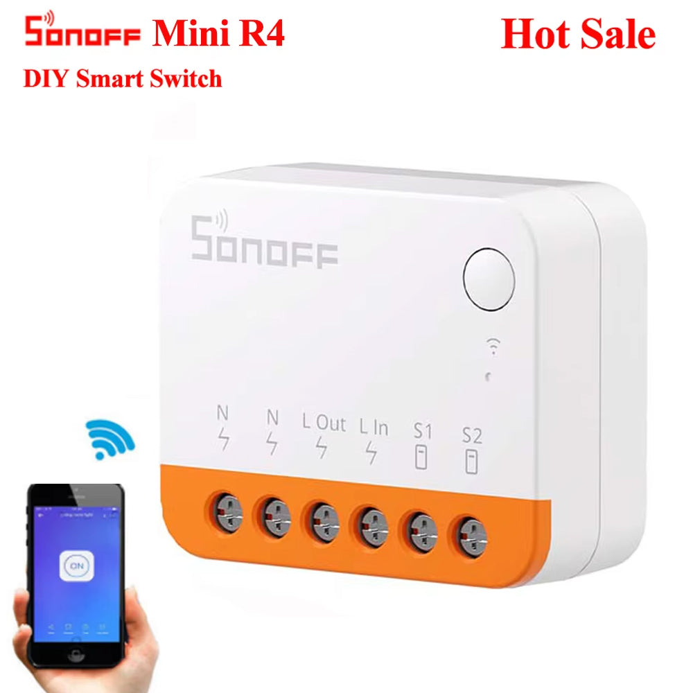 Sonoff Mini R4 Extreme Wifi Smart Switch Interruptor with Relay On-Off DIY Switch Module eWelink APP Control Works with Alexa
