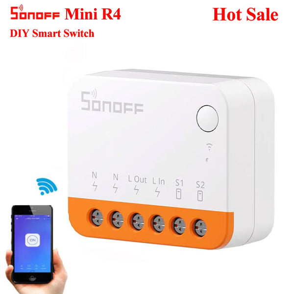 Sonoff Mini R4 Extreme Wifi Smart Switch Interruptor with Relay On-Off DIY Switch Module eWelink APP Control Works with Alexa