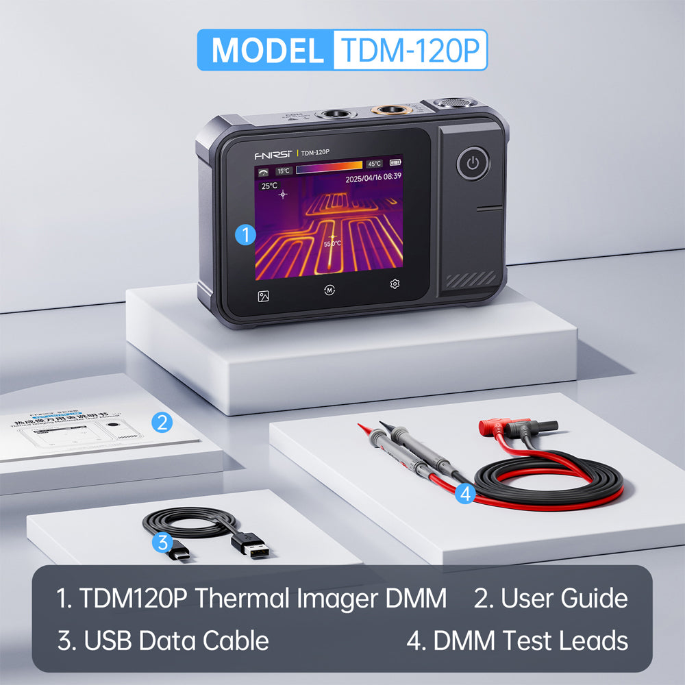 FNIRSI TDM-120/TDM-120P Thermal Imaging Multimeter 2 in 1 IR Camera Tester 120x90 Resolution -20°C~400°C Touchscreen Temperature Alarm