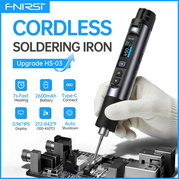 FNIRSI HS-03 Wireless Soldering Iron 10W Rechargeable Portable Soldering Iron 100-450C Adjustable Profess product image