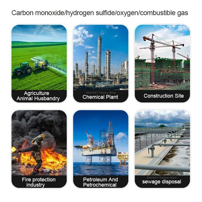 SNDWAY SW-7500D Gas Detector O2 Ex H2S CO Professional Oxygen Combustible Gas Hydrogen Sulfide Carbon Monoxide Gas Analyzer