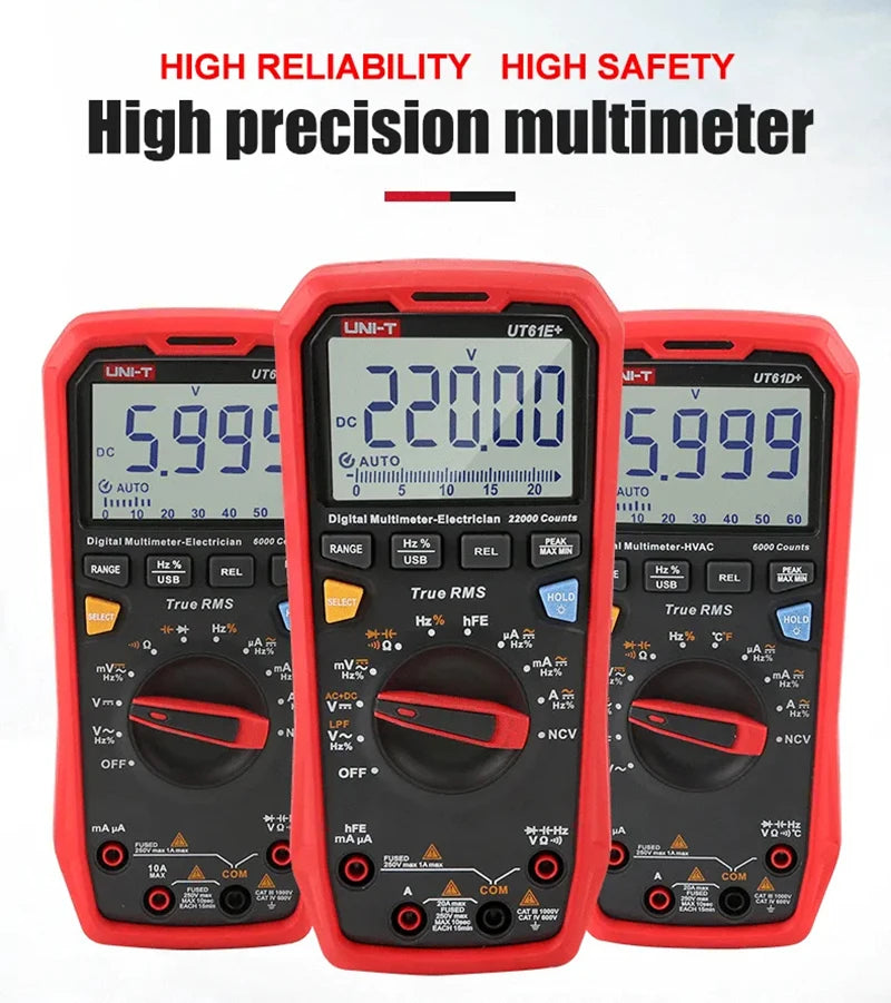 UNI-T UT61B UT61D UT61E Plus Smart Multimeter Analog & Digital Polymer Electrician Tester Voltmeter Ammeter Electric Multi Meter
