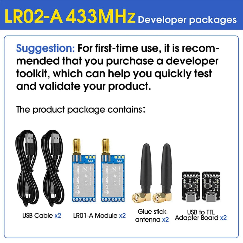 LoRa Module LRO2 Product Kit ASR6601 433M Wireless Long Range 8km Spread Spectrum Transmission DIP for Smart Meter Reading