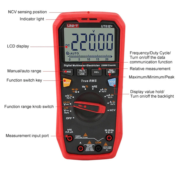 UNI-T UT61B UT61D UT61E Plus Smart Multimeter Analog & Digital Polymer Electrician Tester Voltmeter Ammeter Electric Multi Meter