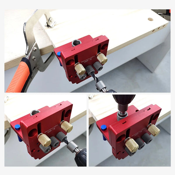 Adjustable Doweling Jig Kit  Woodworking 3 in 1  Pocket Hole Jig Drilling Locator For Hole Puncher Furniture Connecting Tools