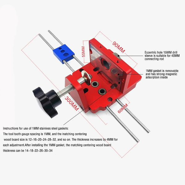 Adjustable Doweling Jig Kit  Woodworking 3 in 1  Pocket Hole Jig Drilling Locator For Hole Puncher Furniture Connecting Tools