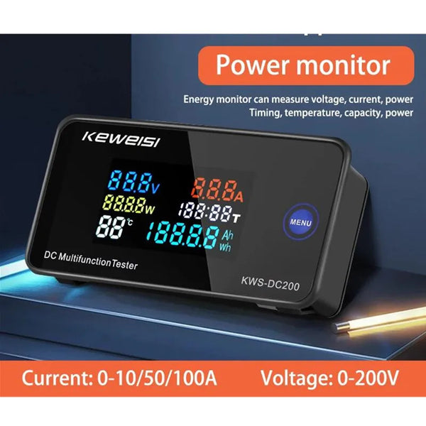 KWS DC-200 Voltmeter Ammeter DC 0-200V KWS Power Energy Meter LED Digital DC Wattmeter Electric Meter with Reset Function 0-100A