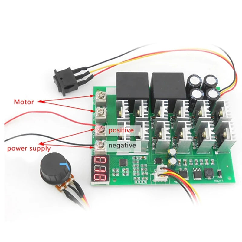 DC 10-55V 12V 24V 36V 48V 55V 100A Motor Speed Controller PWM HHO RC Reverse Control Switch with LED Display