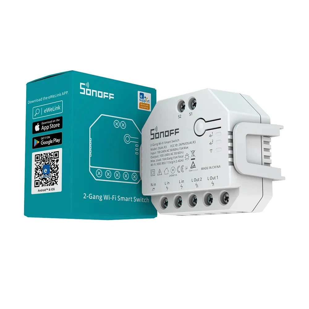 SONOFF Dual R3 2 Gang Wifi Smart Switch Dual Relay Module With Power Metering Smart Roller Shutter Switch Control Via ewelink
