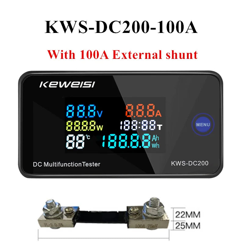KWS DC-200 Voltmeter Ammeter DC 0-200V KWS Power Energy Meter LED Digital DC Wattmeter Electric Meter with Reset Function 0-100A