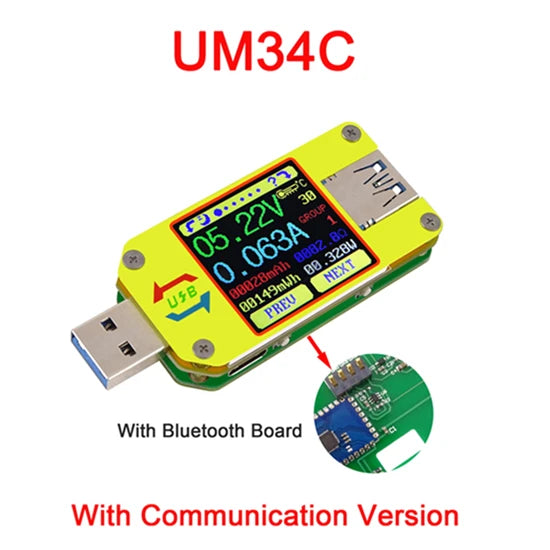 UM34/UM34C UM24/UM24C UM25/UM25C DC Voltmeter Ammeter Voltage Current Tester Voltage battery Charge USB Tester