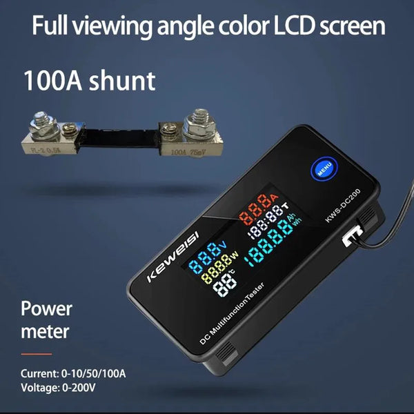 KWS DC-200 Voltmeter Ammeter DC 0-200V KWS Power Energy Meter LED Digital DC Wattmeter Electric Meter with Reset Function 0-100A