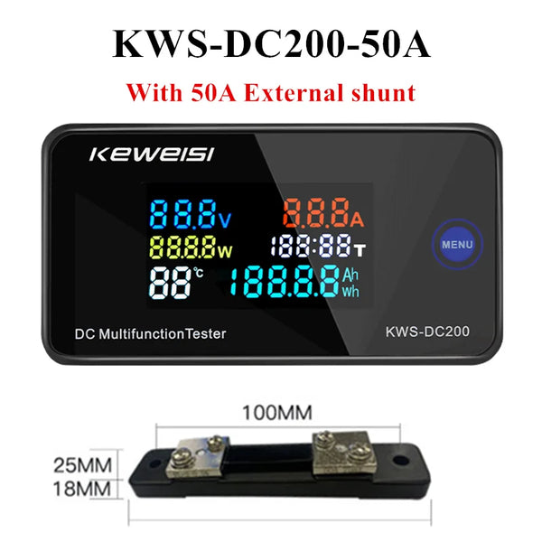 KWS DC-200 Voltmeter Ammeter DC 0-200V KWS Power Energy Meter LED Digital DC Wattmeter Electric Meter with Reset Function 0-100A