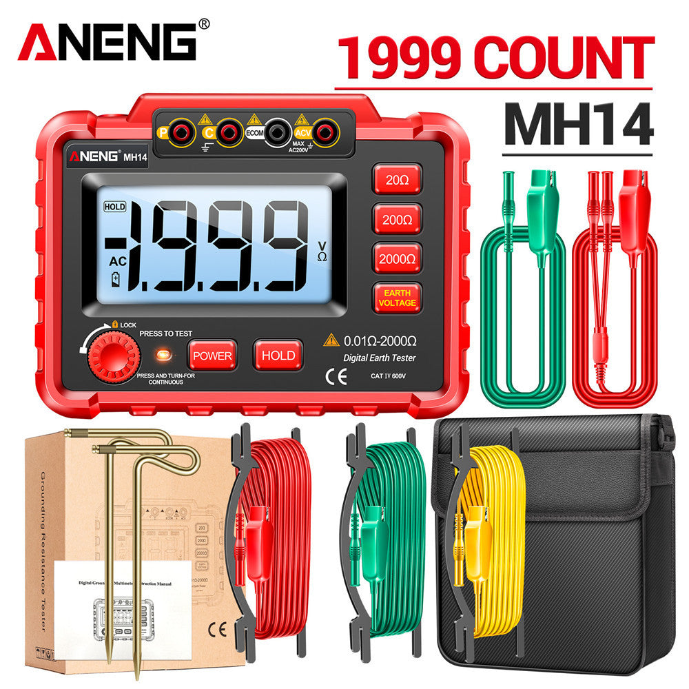 ANENG MH14 Megóhmetro digital Medidor de resistencia de aislamiento Voltaje CA 200V Multímetro profesional Voltímetro de tierra Probador de ohmios
