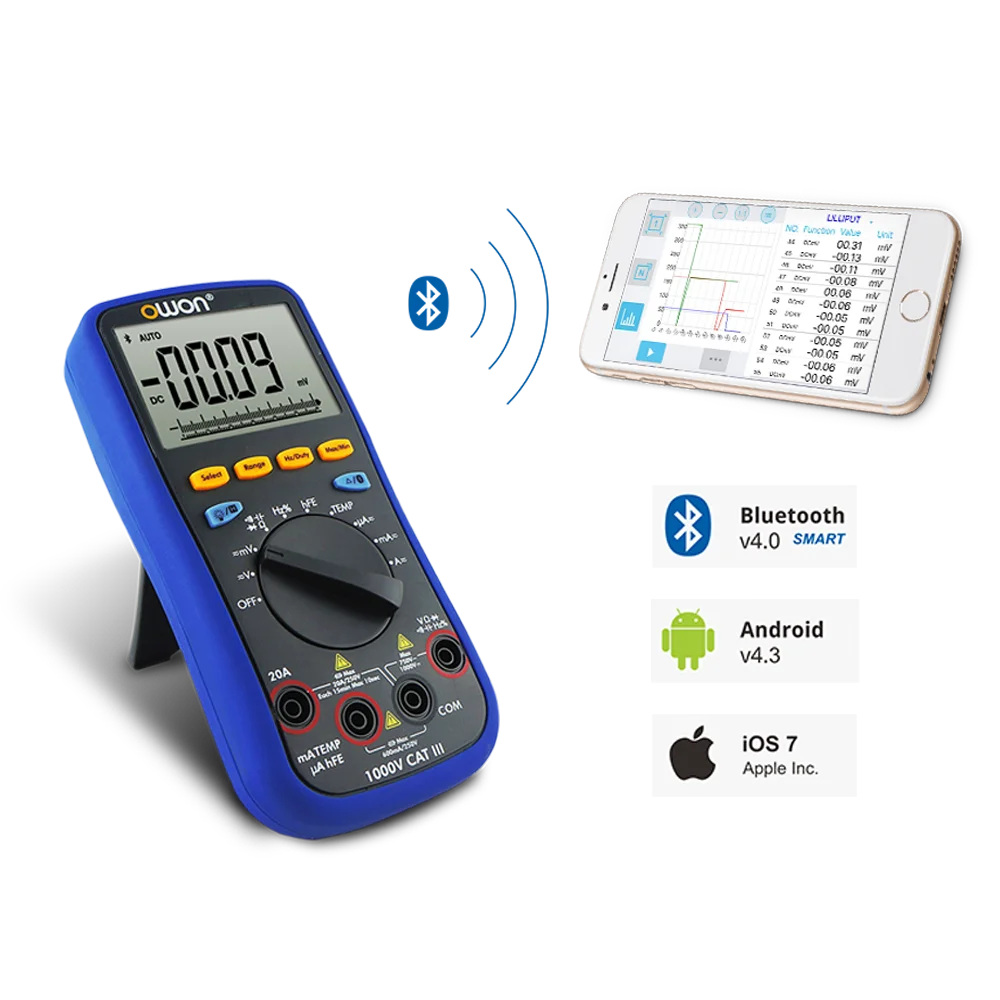 OWON B35T+ True RMS Digital Multimeter BLE 3in1 Datalogger+Multimeter+Temperature Multi-Connection for Mobile Phone Testing Tool