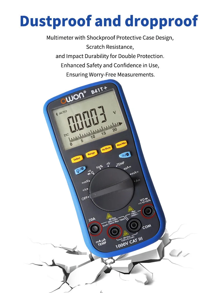 OWON B41T+ Bluetooth Digital Multimeter,Provide True RMS with Four and a Half Digits 3 in 1 Support for Offline Recording