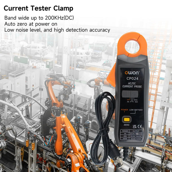 OWON CP024 AC/DC Clamp Probe Tester, DC-AC Current Probe For Digital Storage Oscilloscopes, Jawed Triple Gear Current Clamp