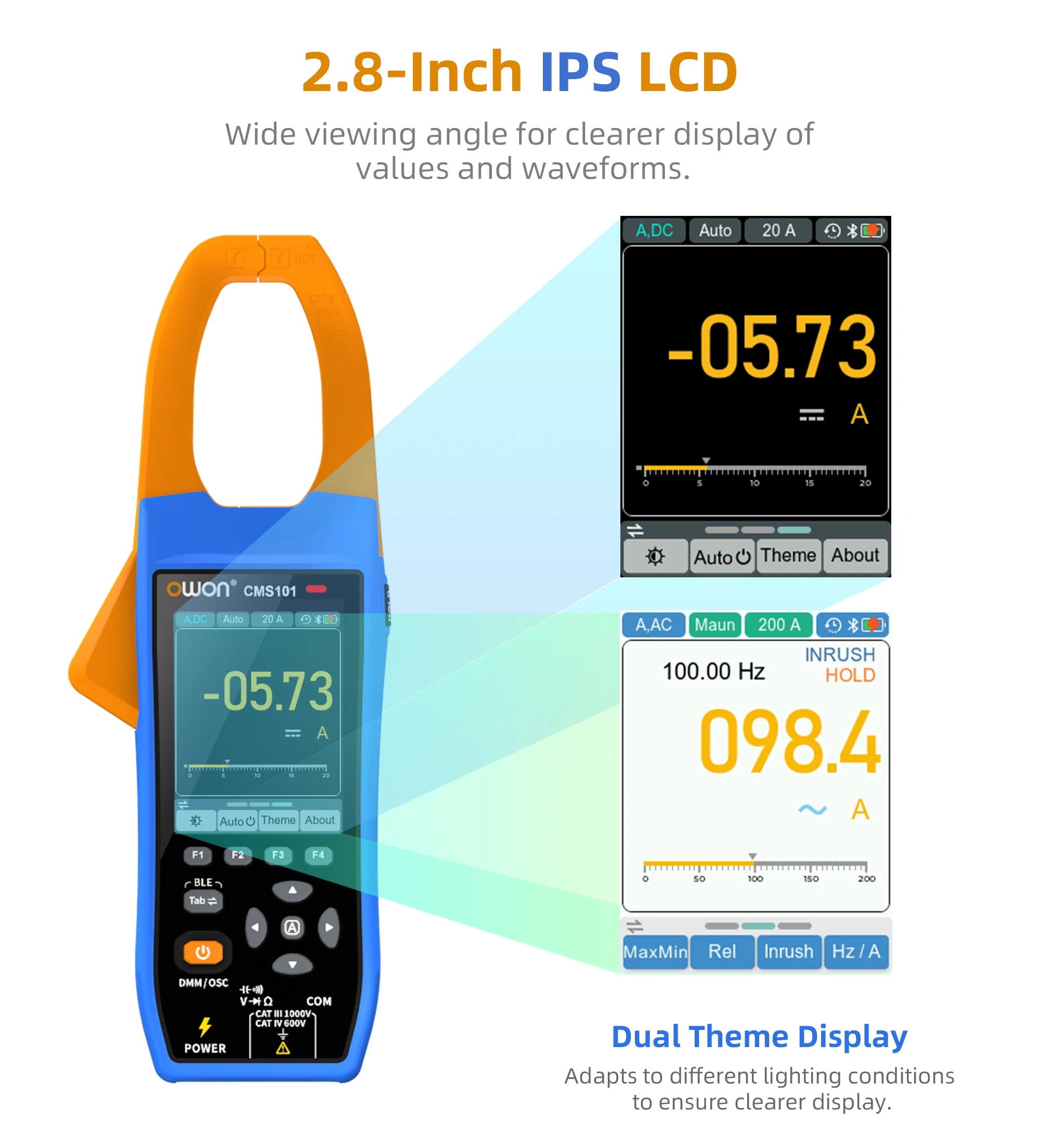 Owon CMS101 3 in 1 1000A AC/DC Clamp Meter+ Oscilloscope Bluetooth Recorder Function 18650 Lithium Battery NCV Digital Multimet