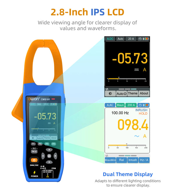 Owon CMS101 3 in 1 1000A AC/DC Clamp Meter+ Oscilloscope Bluetooth Recorder Function 18650 Lithium Battery NCV Digital Multimet