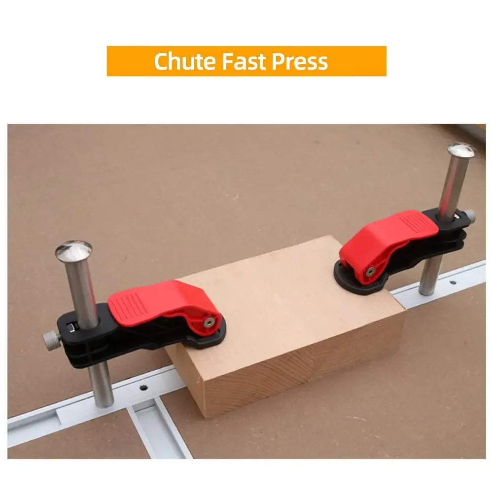 2Pcs Desktop Quick Acting  Woodworking Clamp Fast Fixing Workbench  Dogs Hold Down Guide Rail System Tool Stainless Steel Clamp