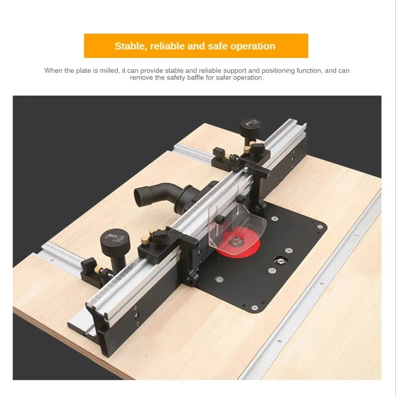 WNew 700mm Router Table Aluminum Fence System Inverted Trimming Machine Accessories with 30cm T Track Sliding Brackets Bit Guard