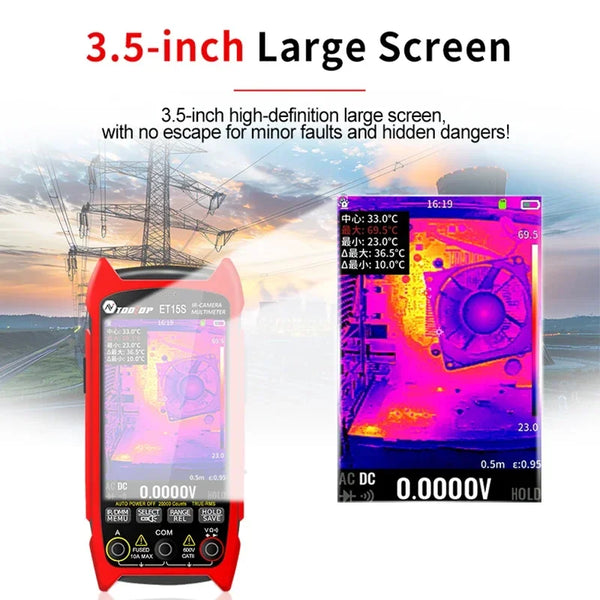TOOLTOP ET15S 256*192 Thermal Multimeter 3.5-inch Industry Thermal Camera 19999 Counts T-RMS Multimeter HVAC Heating PCB Inspect
