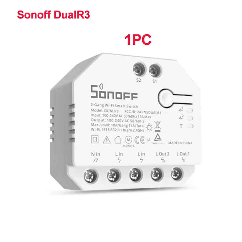 SONOFF Dual R3 2 Gang Wifi Smart Switch Dual Relay Module With Power Metering Smart Roller Shutter Switch Control Via ewelink
