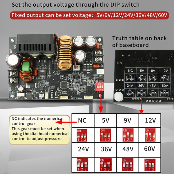 0~60V CNC Adjustable DC Stabilized Voltage Power Supply Constant Voltage and Constant Current 15A/20A 900/1200W Step-Down Module