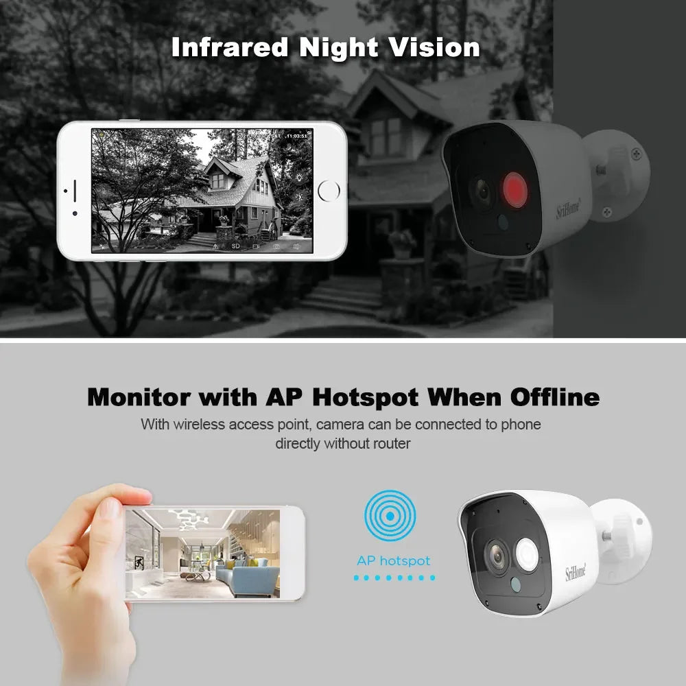 Srihome SH029 Smart 3MP MINI IP camera 3x digital zoom wifi HD camera Outdoor Waterproof Night Vision Mobile Security PTZ Camera