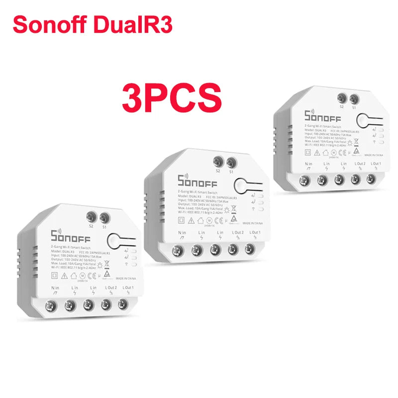 SONOFF Dual R3 2 Gang Wifi Smart Switch Dual Relay Module With Power Metering Smart Roller Shutter Switch Control Via ewelink