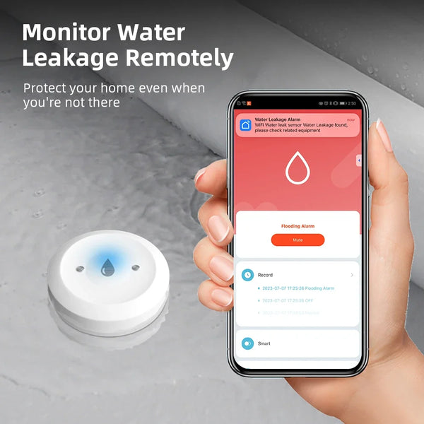 Sensore di rilevamento perdite d'acqua ZigBee3.0, allarme per allagamenti, controllo tramite app, compatibile con gateway Zigbee.