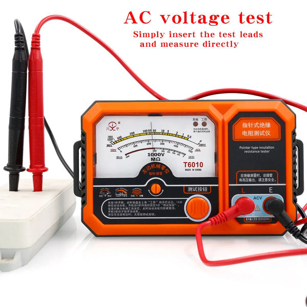 T6005 T6010 USB Rechargeable 500V Analog Insulation Resistance Tester Megohmmeter, Portable detail image 2