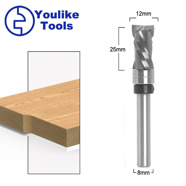 Top Bearing Ultra-Performance Compression Flush Trim Router Bit Mill 8mm Shank Solid Carbide CNC  Bit Spiral Flush Router Tool