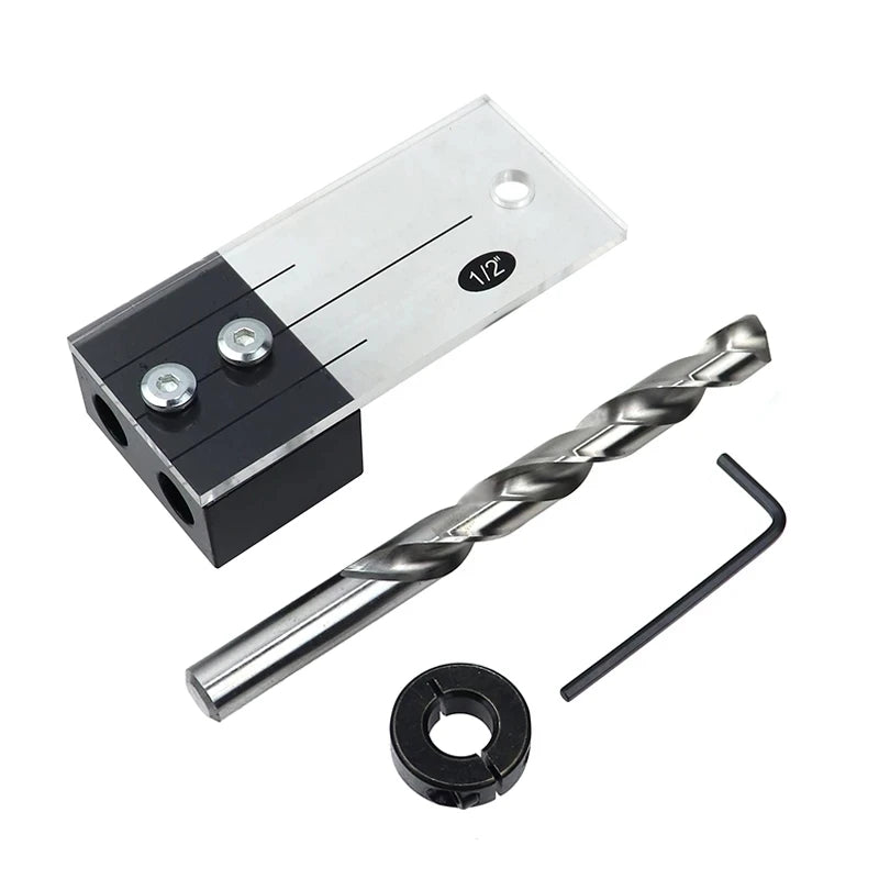 Dowel Drilling Jig Kit Pocket Hole Jig Locator Guide Tool 1/2