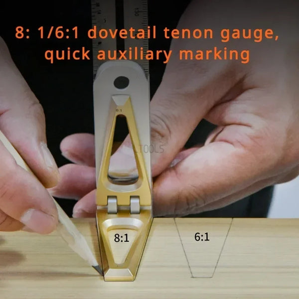 Movable Angle Ruler 90/45 Degree Combination Folding Scriber Tool 8:1/6:1 Dovetail Tenon Gauge Carpentry Precision Marking Gauge