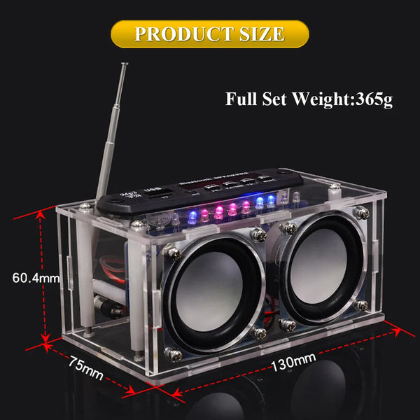 Kit altoparlante Bluetooth fai da te con radio FM 87,5-108 MHz Progetto di saldatura fai da te Kit di elettronica per esercitazioni di saldatura Assemblaggio con chiavetta USB e supporto TF