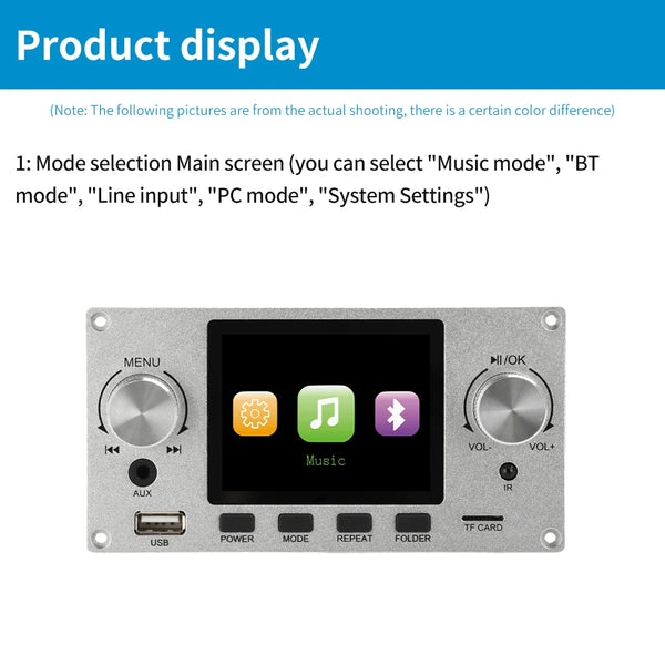 Amplificador TFT de 2,8 pulgadas, Bluetooth, DC 4,5-5,0 V, 5 W, placa decodificadora MP3, audio para coche, USB, TF, módulo de radio FM, reproductor MP3 con pantalla a color