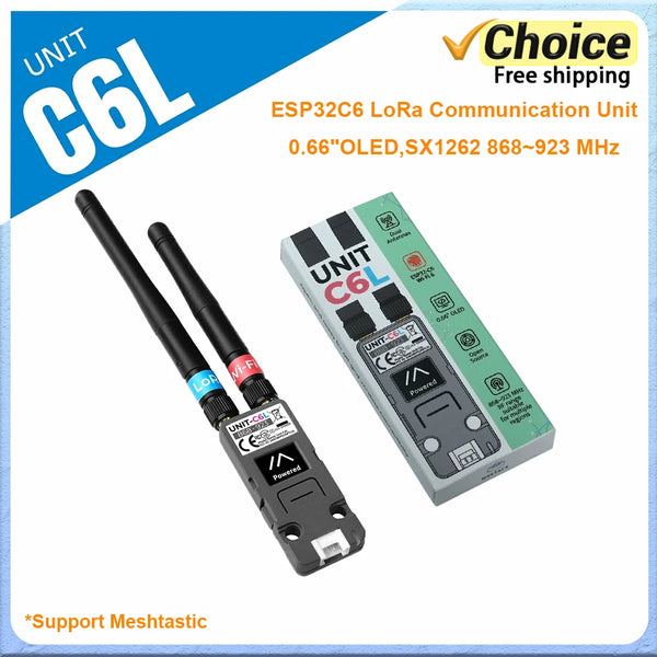 M5Stack Unit C6L LoRa Communication Unit ESP32-C6 Wi-Fi 6 & SX1262 868-923MHz Supports Meshtastic with OLED for IoT