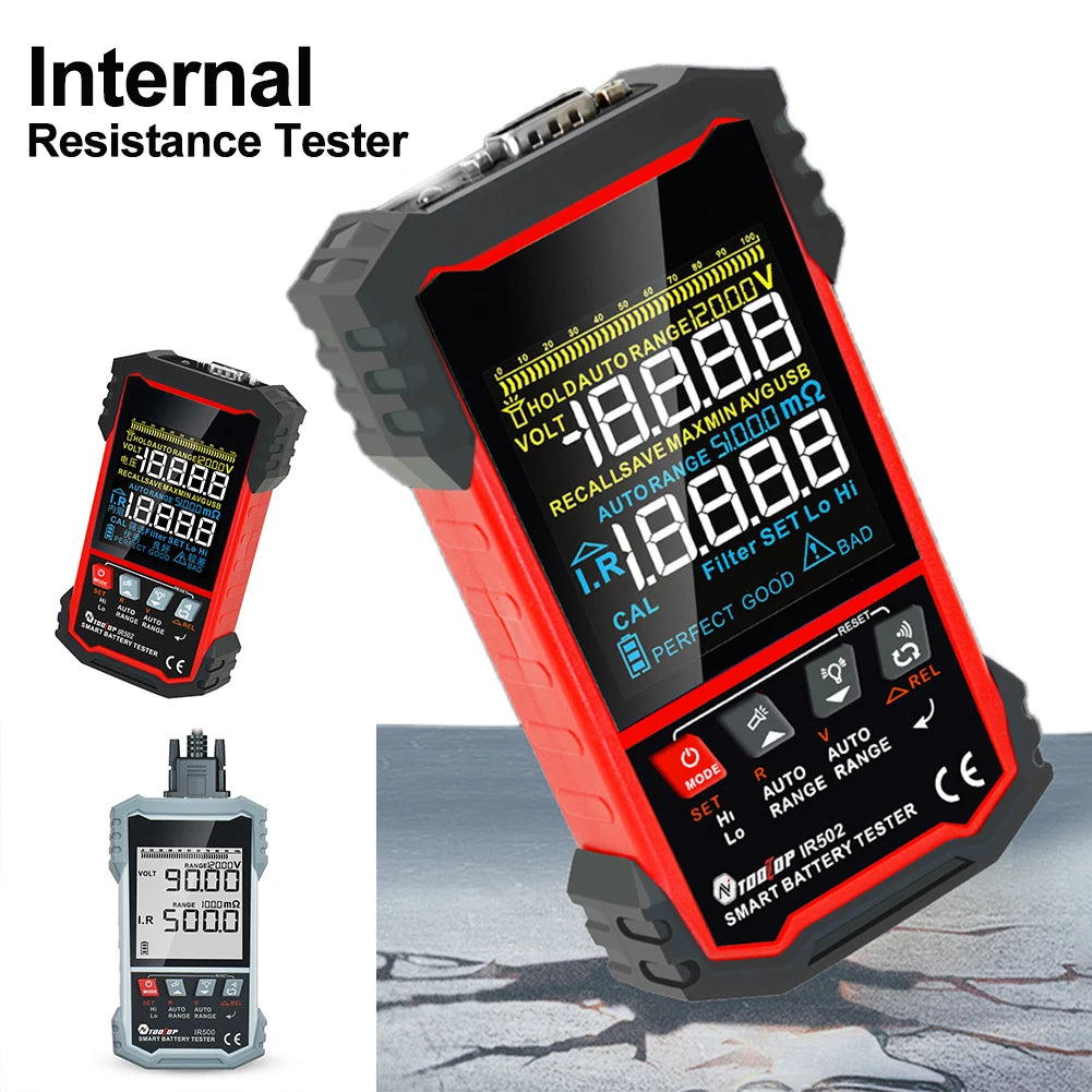 TOOLTOP IR500/IR502 Battery Internal OHM Meter High Precision 120V 0.000mω-500ω Battery Ohmmeter Lithium Nickel-cadmium Batteries Tool