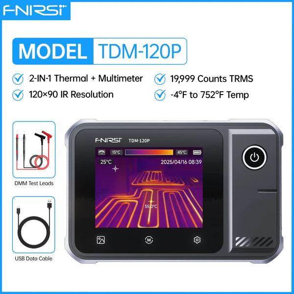 FNIRSI TDM-120/TDM-120P Thermal Imaging Multimeter 2 in 1 IR Camera Tester 120x90 Resolution -20°C~400°C Touchscreen Temperature Alarm