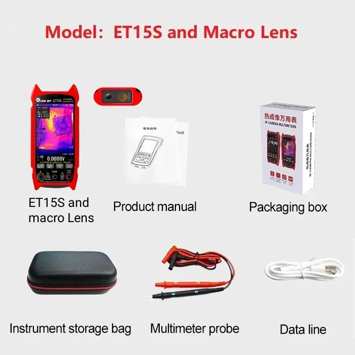 TOOLTOP ET15S 256*192 Thermal Multimeter 3.5-inch Industry Thermal Camera 19999 Counts T-RMS Multimeter HVAC Heating PCB Inspect