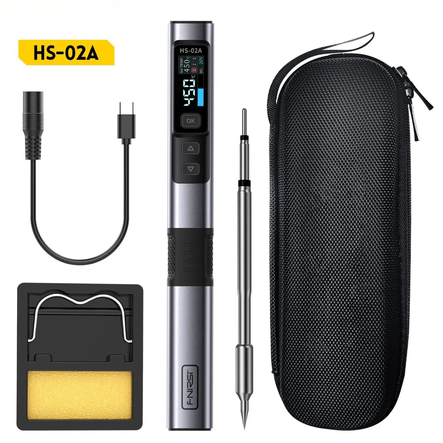 FNIRSI HS-02  Soldering Iron Smart Electric Kit Portable Digital  PD100W Adjustable Temperature  Fast Heating Repair  Tool