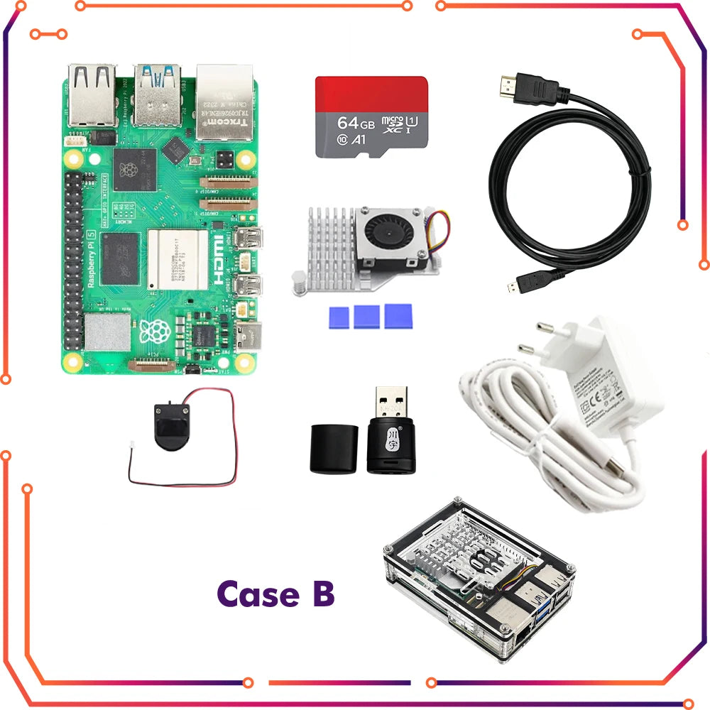 Raspberry Pi 5 4GB 8GB RAM Dev Board Computer 2.4GHz Cortex-A76 CPU VideoCore VII GPU Optional Case Fan Power Supply for Pi5