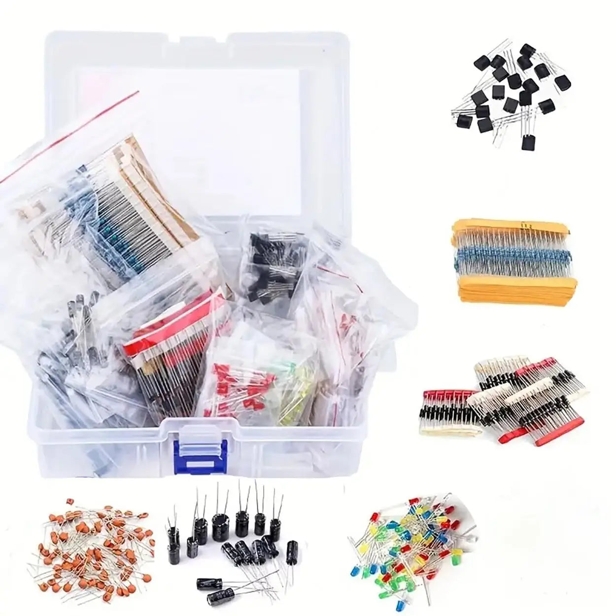 1500Pcs Electronic Components Starter Kit Resistor Capacitor LED Diode Transistor Assortment Pack for DIY Arduino