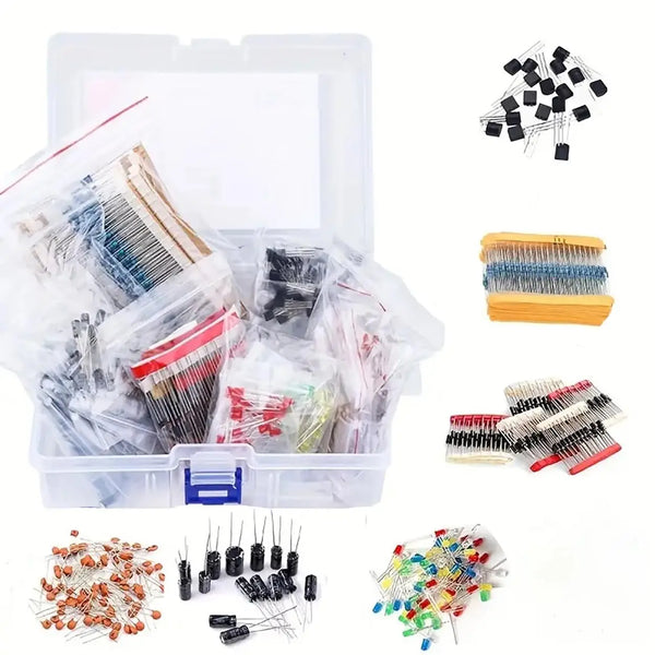 1500Pcs Electronic Components Starter Kit Resistor Capacitor LED Diode Transistor Assortment Pack for DIY Arduino