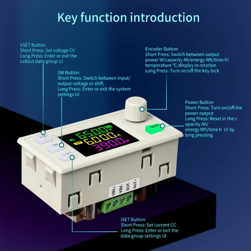 Convertidor reductor de CC XY6509X 65V 9A 585W Regulador ajustable CNC Módulo de carga solar CC CV Lab