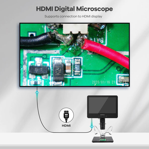 Andonstar AD249S-M 10.1'' IPS LCD UHD 2160P HDMI Digital Microscope 2000X with 3 Lens for PCB Phone Repair Soldering Microscopio