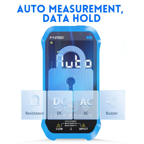 FNIRSI S1 Smart Digital Multimeter  Live Tester 9999counts  AC DC Voltage Resistance Capacitance Display  Diode NCV Hz