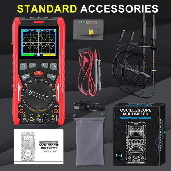 TOOLTOP ET853C 70Mhz 2CH Portable Digital Oscilloscope 20000 Counts Digital Multimeter Signal Generator 3in1 Car Repair Tools
