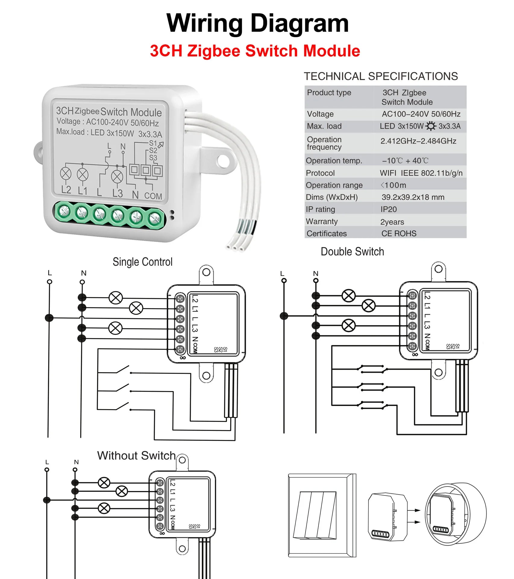 1/2/3/4CH Tuya Zigbee Smart Switch Module 10A Remote Control Switch Neutral Live Timer Breaker Module Works With Alexa Google